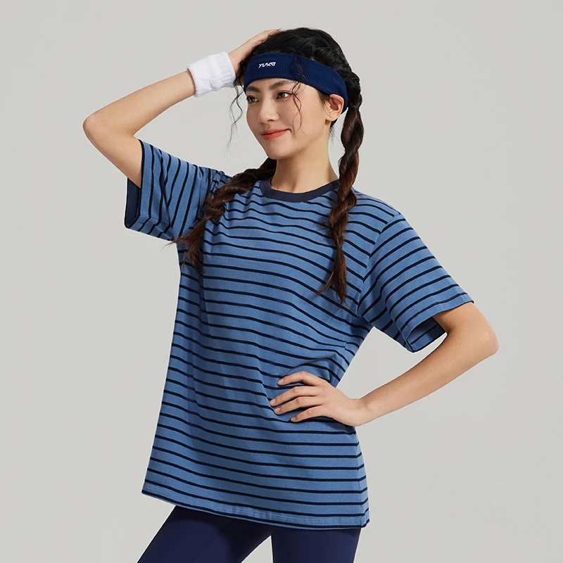 DK2025【夏上新】美式休闲运动干爽宽松短袖条纹T恤3177