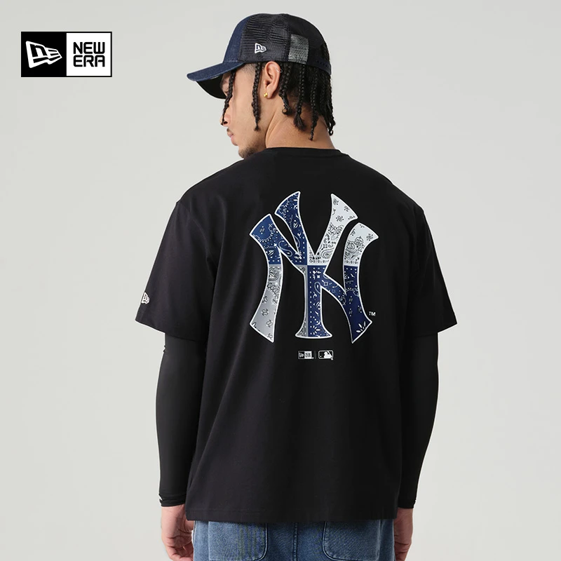 NEW ERA纽亦华春夏MLB腰果花时尚百搭运动短袖T恤透气情侣NY印花