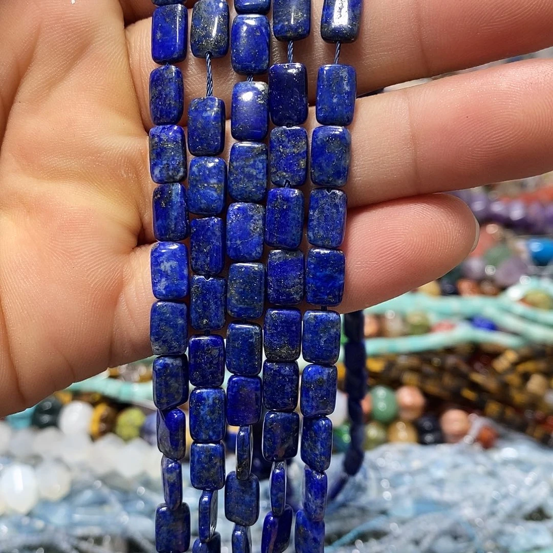 玛瑙/玉髓合金珠宝半成品天然青金石方块K6x9mm一条