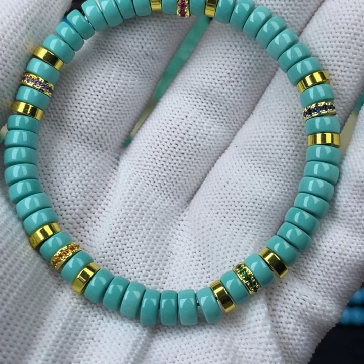 高瓷蓝绿6mm药片单圈