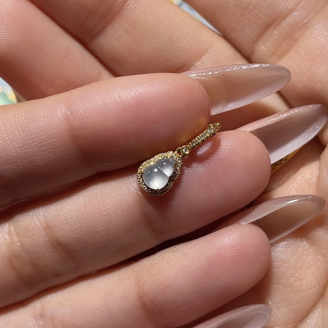 吊坠(不含链)18K金镶嵌翡翠