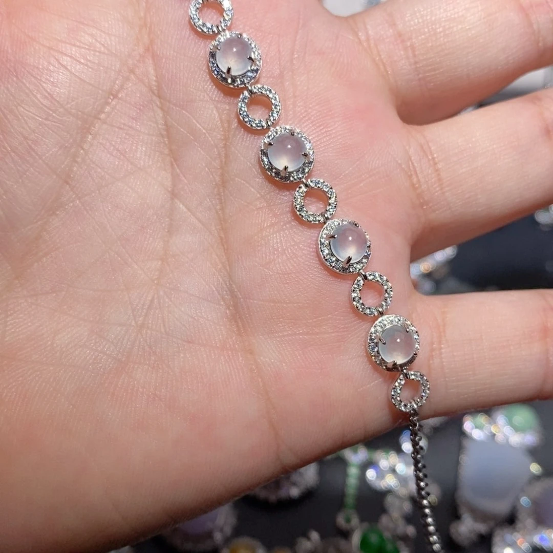 银S925镶嵌手链翡翠jhk l