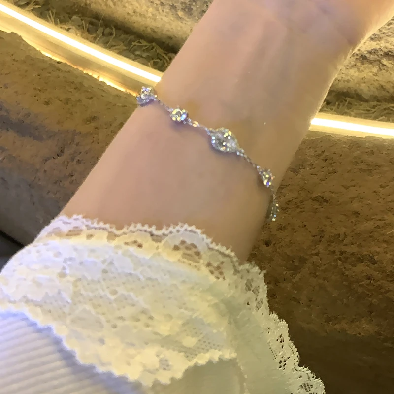 铜合金合成锆石手链 轻奢小众高级感气质闪钻手链精致甜酷千金
