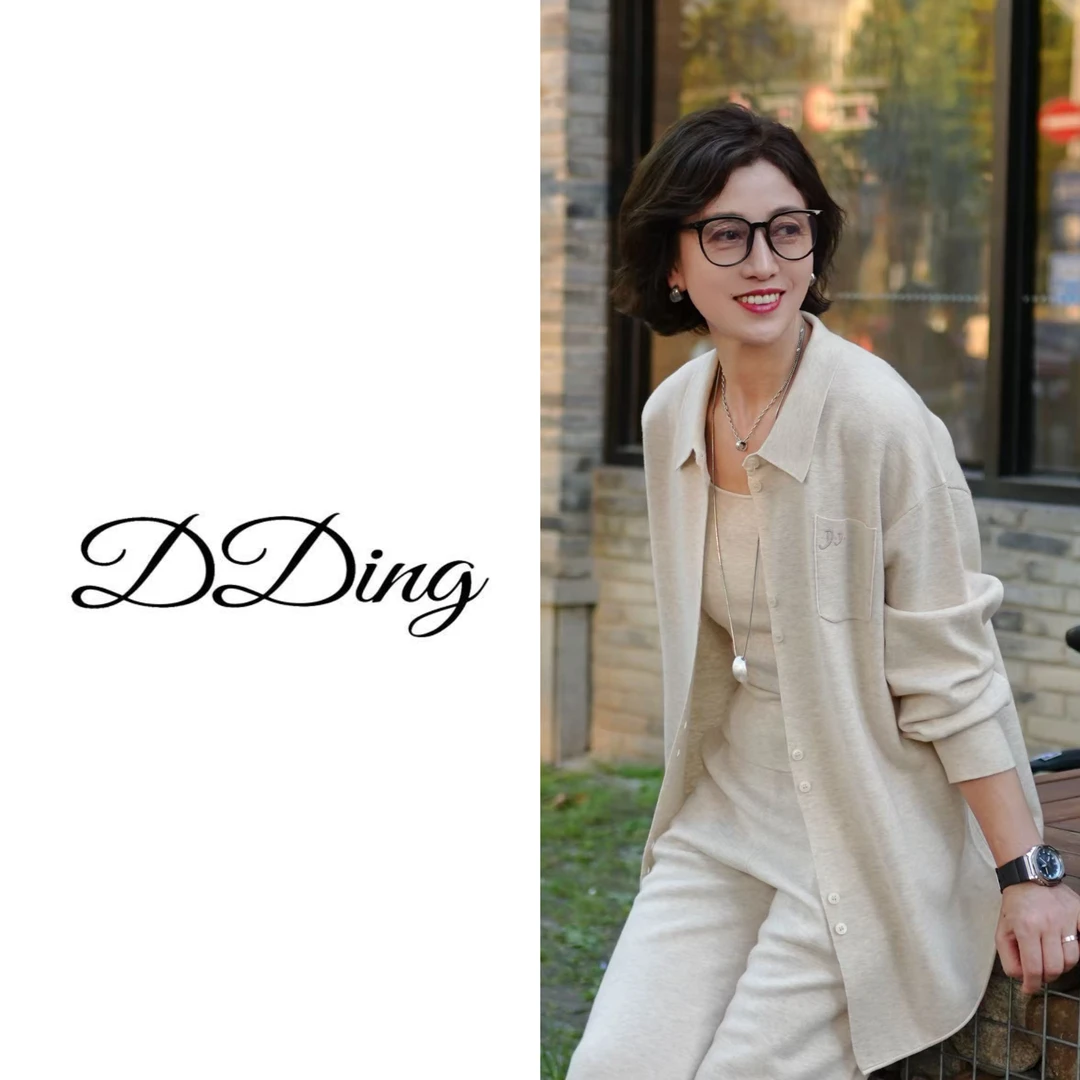 【DDing】“春漾”休闲时尚设计感老钱风羊毛衬衫领上衣