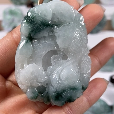 翡翠颈饰未镶嵌年年有余福利