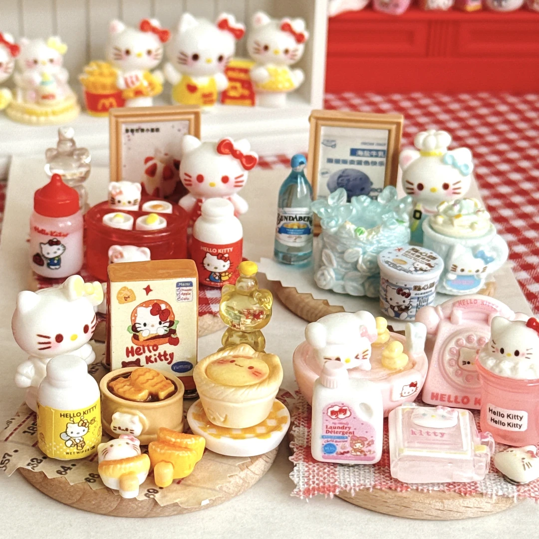 迷你Kitty材料包合集DIY食玩娃娃屋配件树脂摆件仿真KT猫咪潮玩