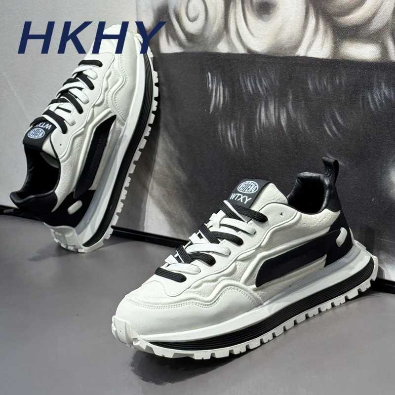 HKHY小白鞋男款2025秋季新款爆款时尚百搭阿甘鞋厚底增高休闲男鞋