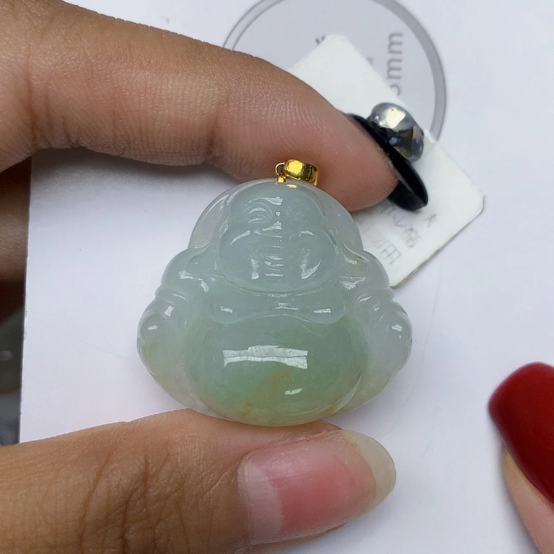 颈饰18K金镶嵌翡翠天然翡翠