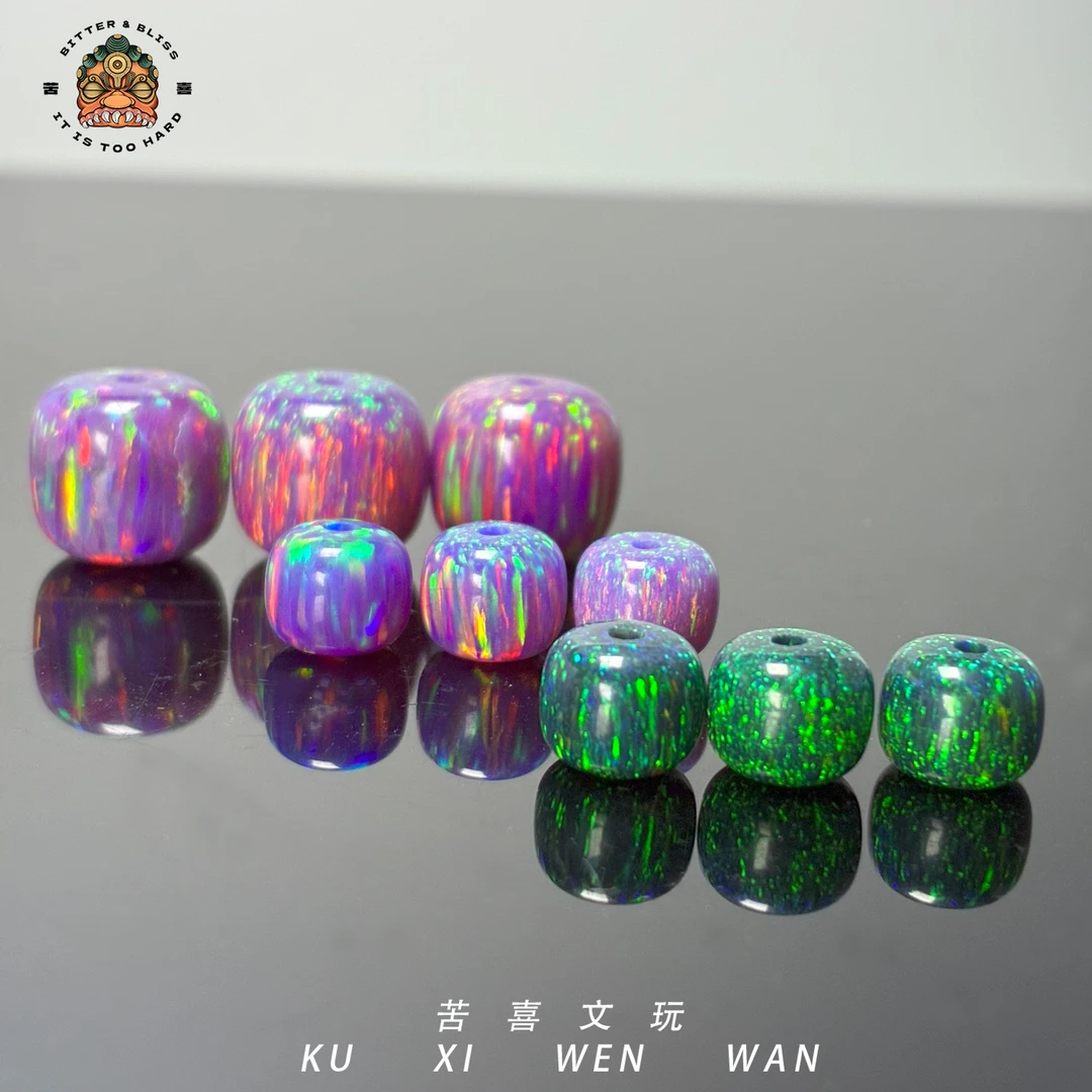 合成欧泊苦喜人工欧泊炫彩老型珠文玩提色时尚个性配饰-8/12mm