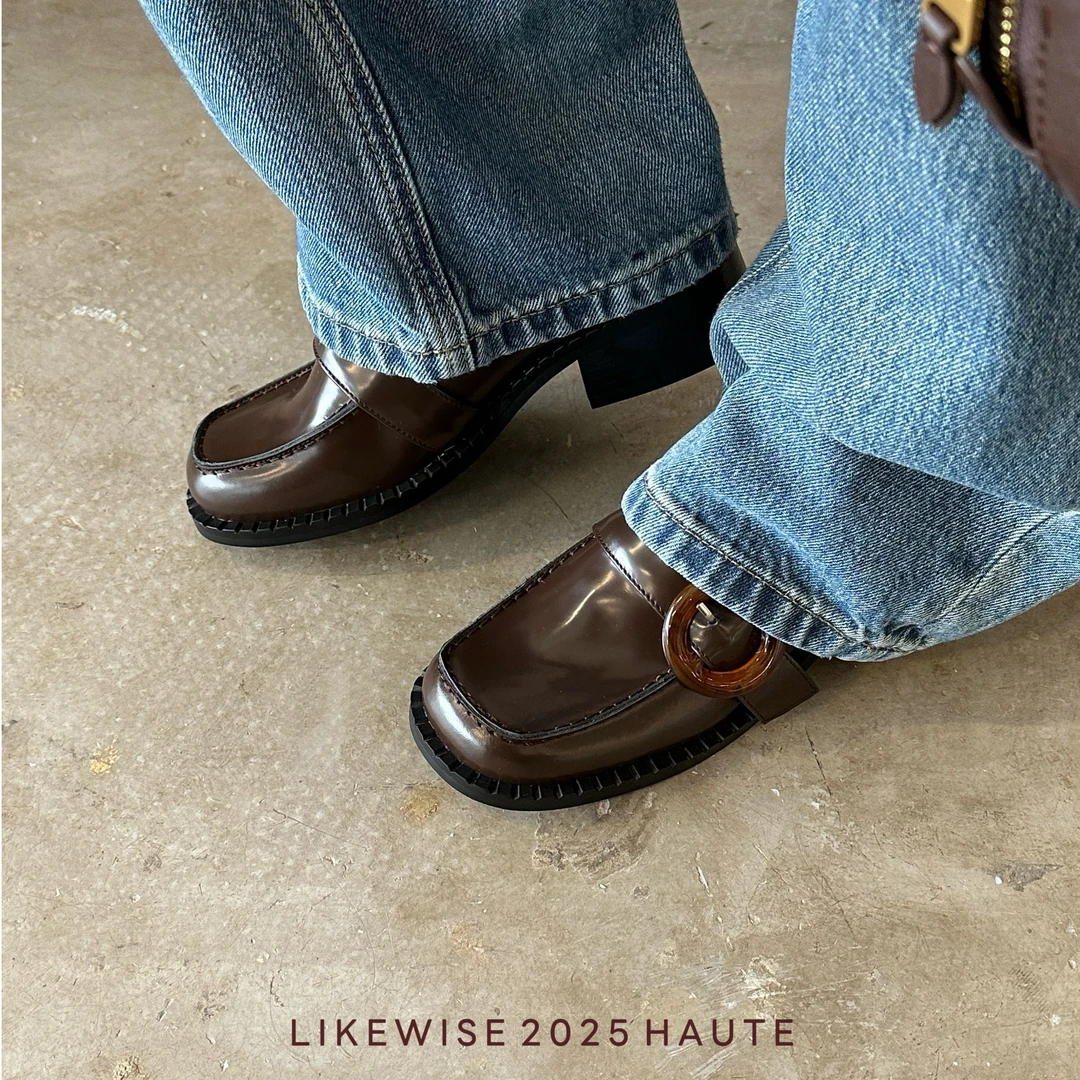 LIKE WISE HAUTE · 4CM粗跟方头复古老钱风时尚百搭四季乐福鞋