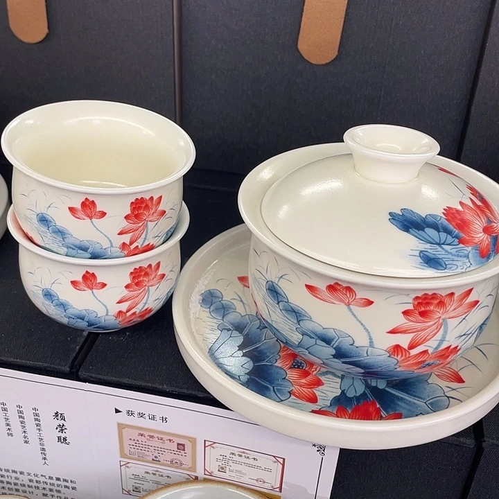 陶景德陶瓷盖碗茶具
