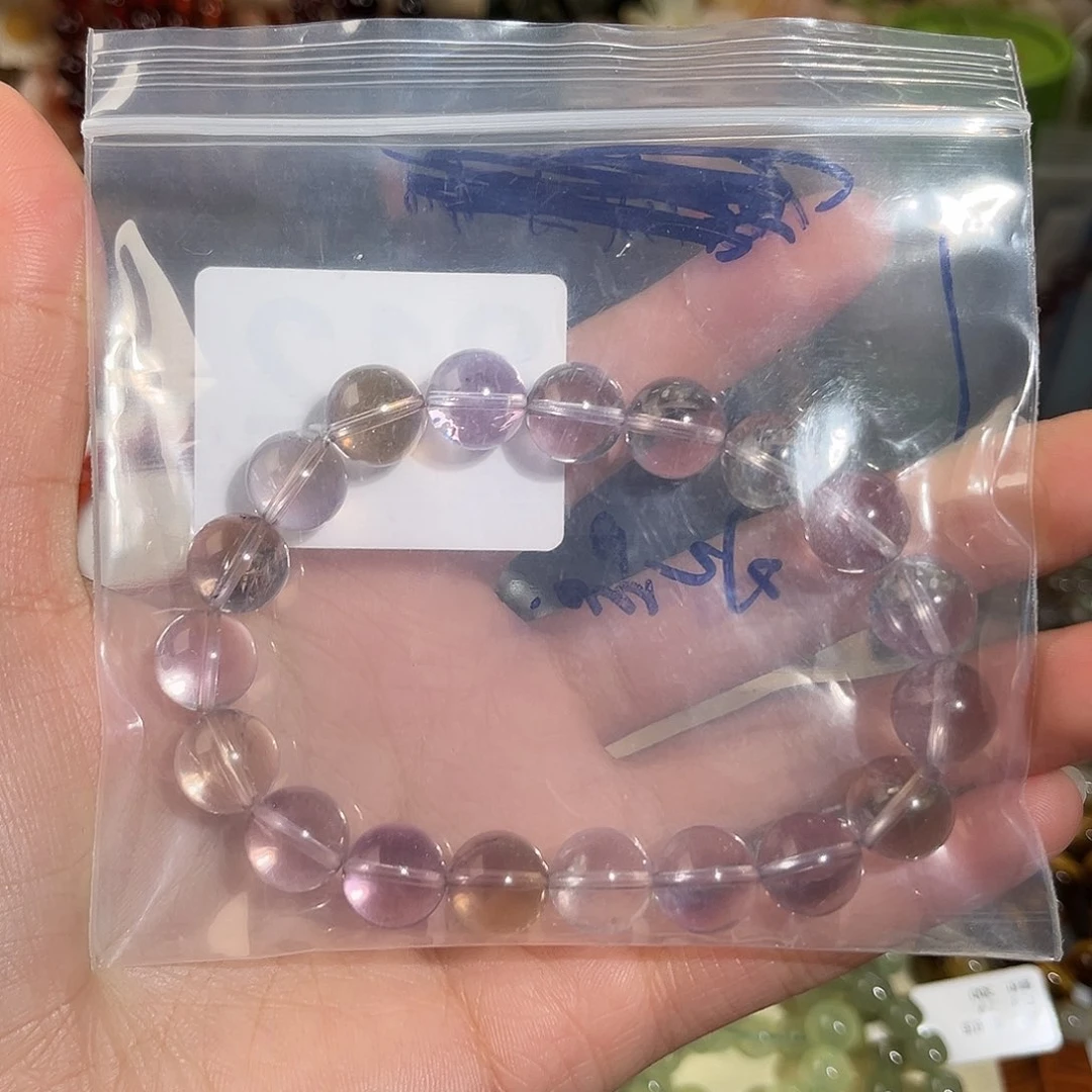 烟晶手链未镶嵌孤***狼拍2件紫黄晶812