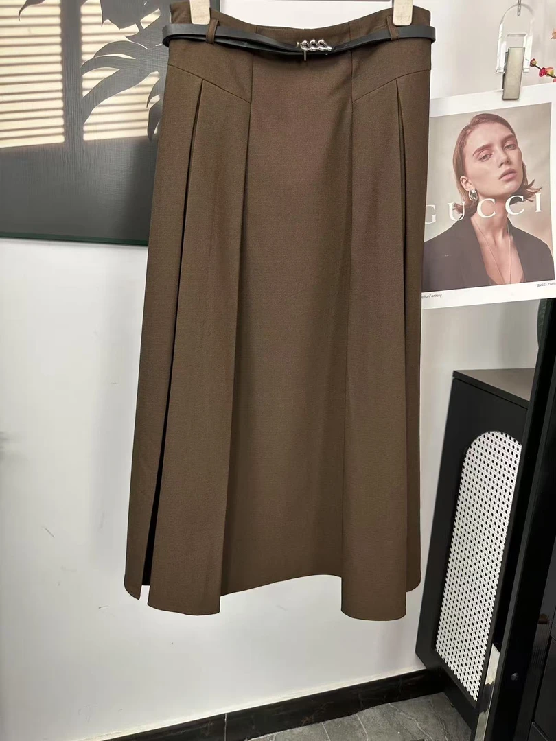 初秋新款百褶裙高腰显瘦女中长款半身裙时尚百搭休闲A字裙定制款