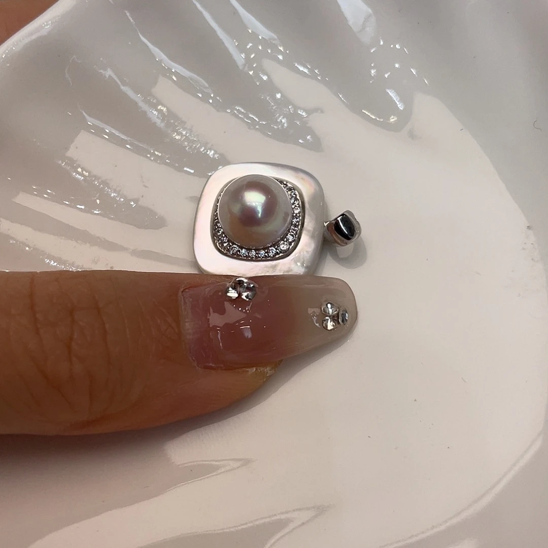 吊坠(不含链)银S925镶嵌海水珍珠