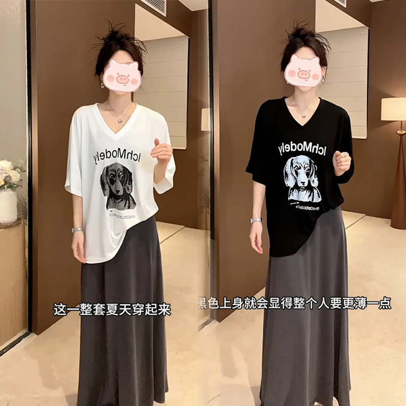 夏季大方得体穿搭一整套可爱时尚上衣短袖搭配高级显瘦半身裙套装