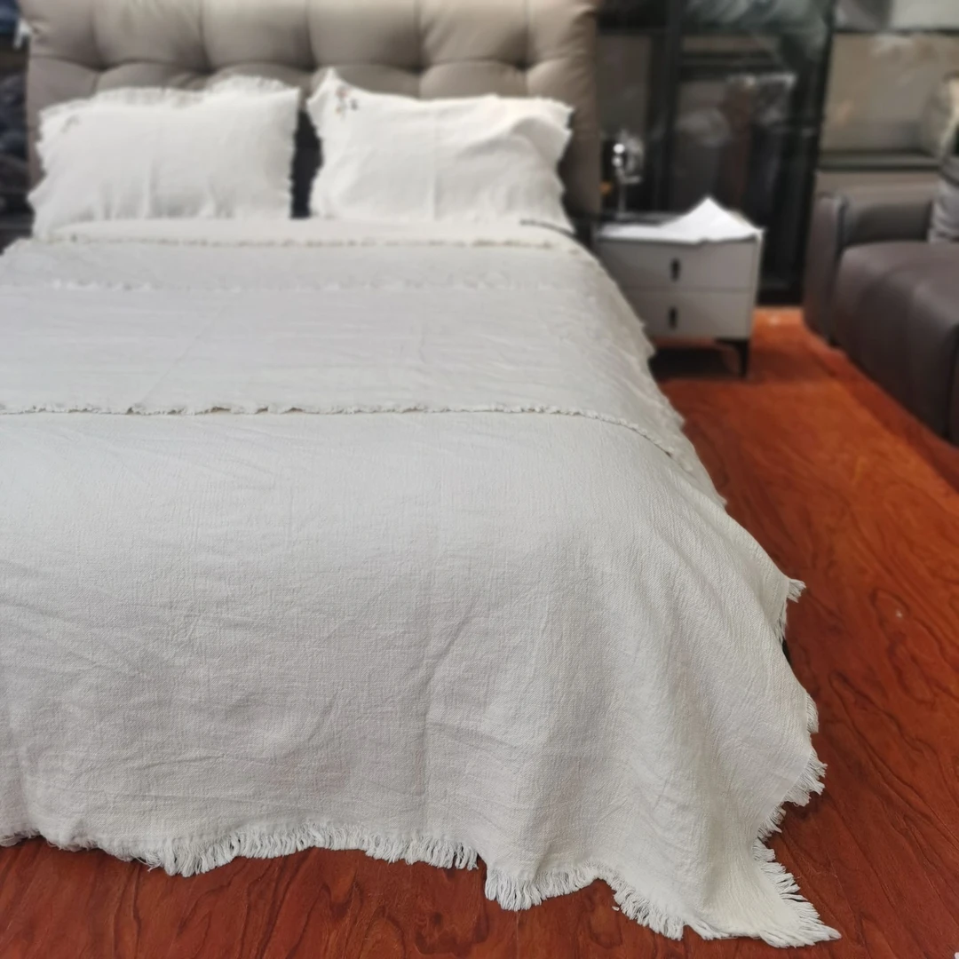 【如意】一空万有｜Zen Linen-Cotton Blend 手作肌理云感棉麻床盖