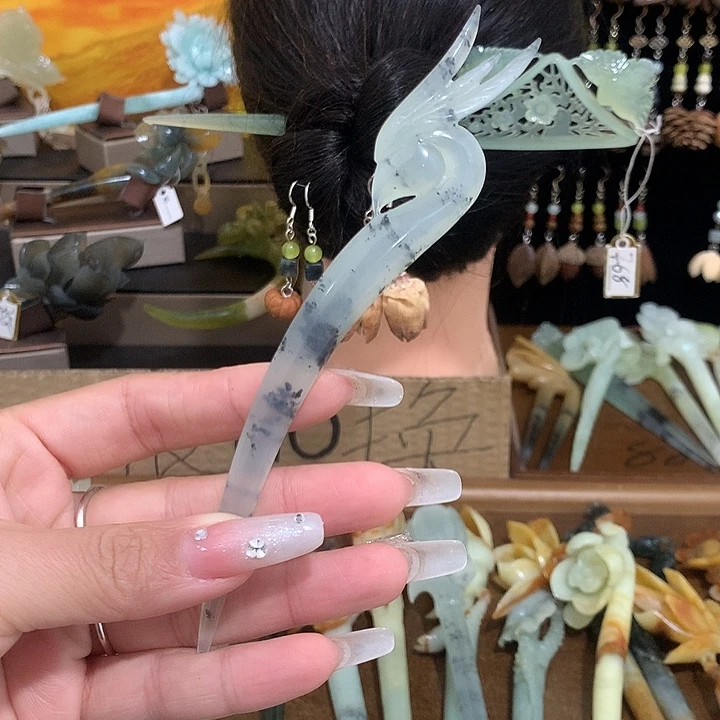 蛇纹石玉合金发饰