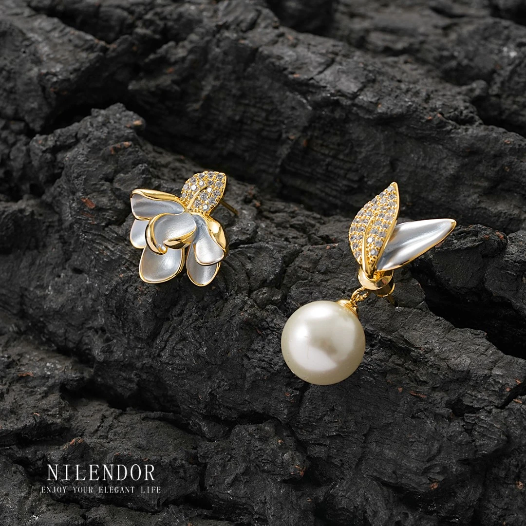 铜合金仿珍珠耳饰  ES-376复古新中式温柔气质精致百搭耳钉