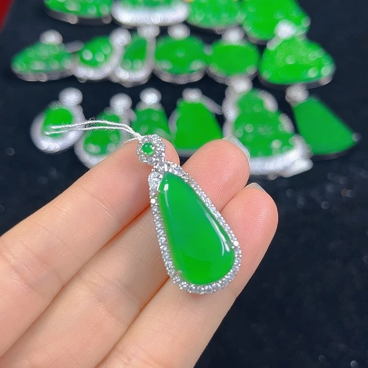 翡翠银S925镶嵌吊坠(不含链)