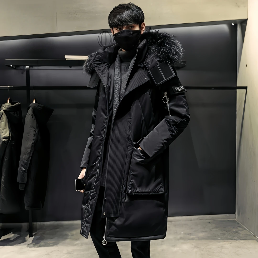 Dai Shu/袋鼠冬季男士休闲百搭中长款羽绒服潮牌时尚连帽保暖外套