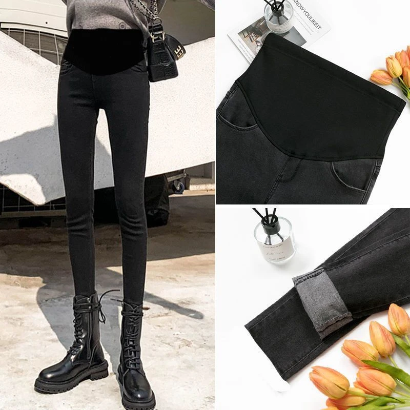 牛仔孕妇裤子春秋款长裤外穿小黑裤铅笔裤小脚裤托腹春季秋季春装