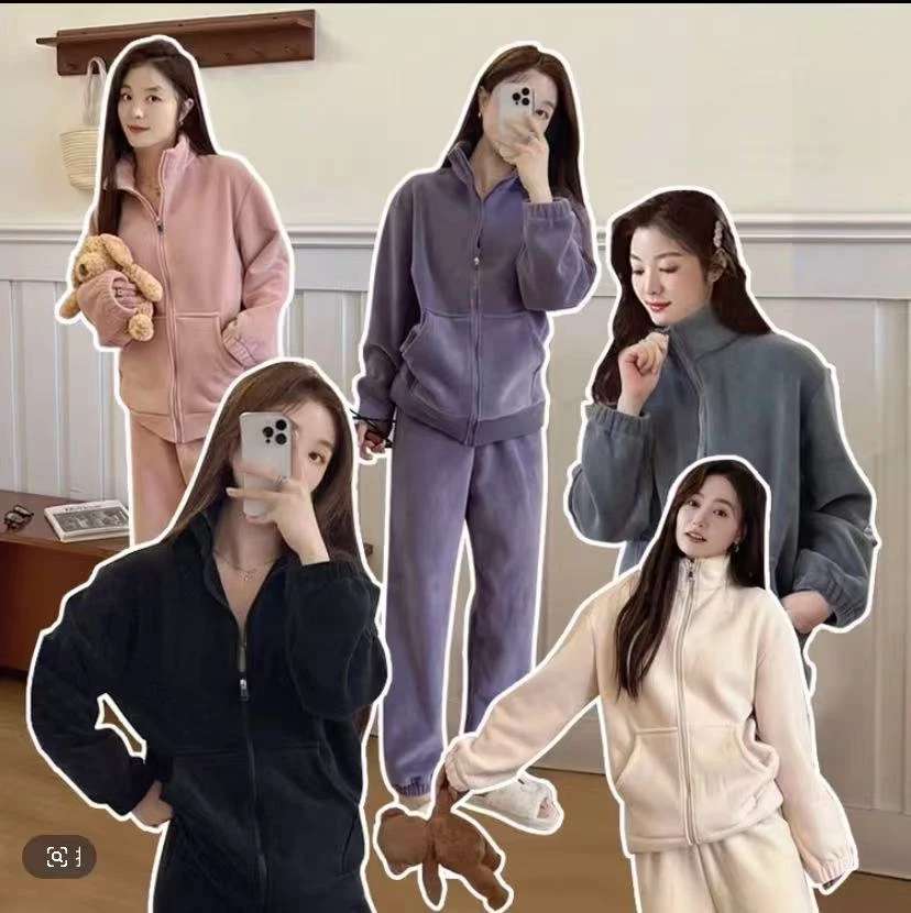 【加绒法兰绒】秋冬家居服睡衣加厚拉链加绒宽松保暖可外穿家居服