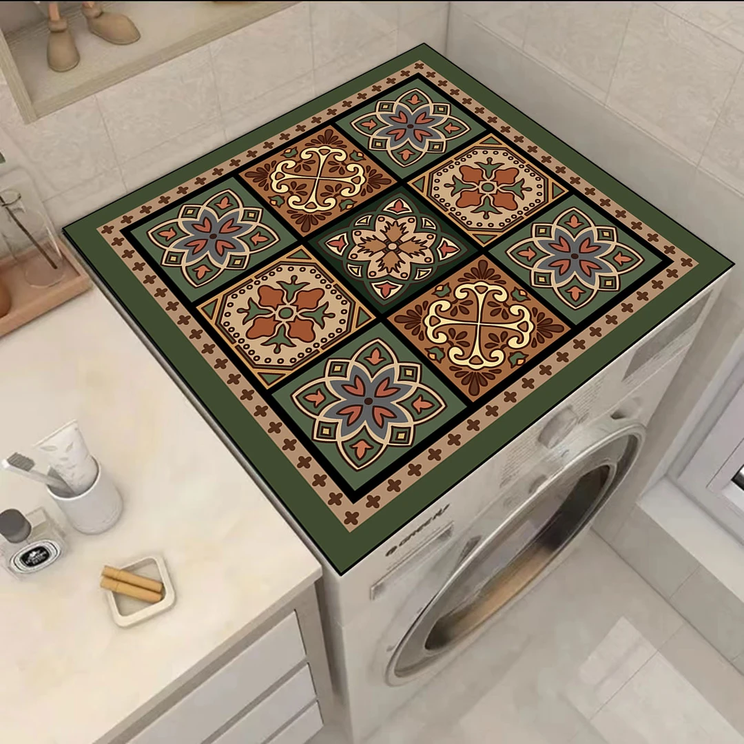 【大美的家专属】美式复古风花砖硅藻泥洗衣机吸水防滑垫