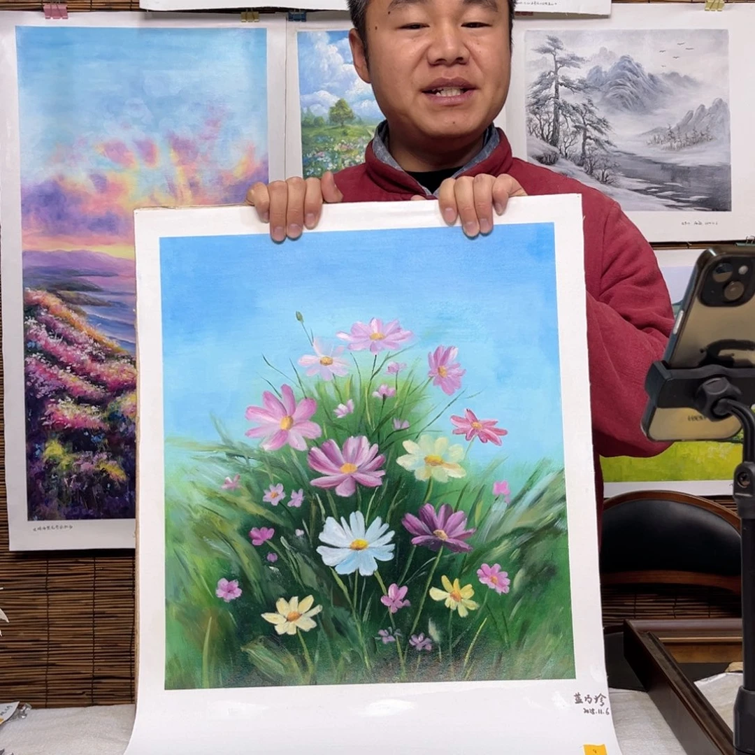 油画行路人小院绘画作品竞拍