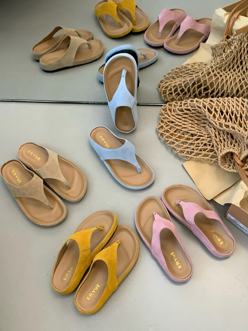 Z5066-5 森系真皮厚底人字拖鞋女夏外穿2025年仙女勃肯夹趾凉拖鞋