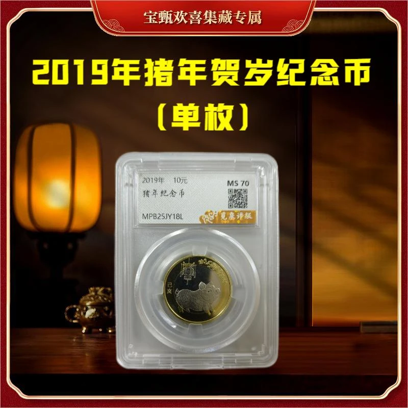 法定货币【国企补贴】2019年猪年贺岁纪念币（单枚）封装评级