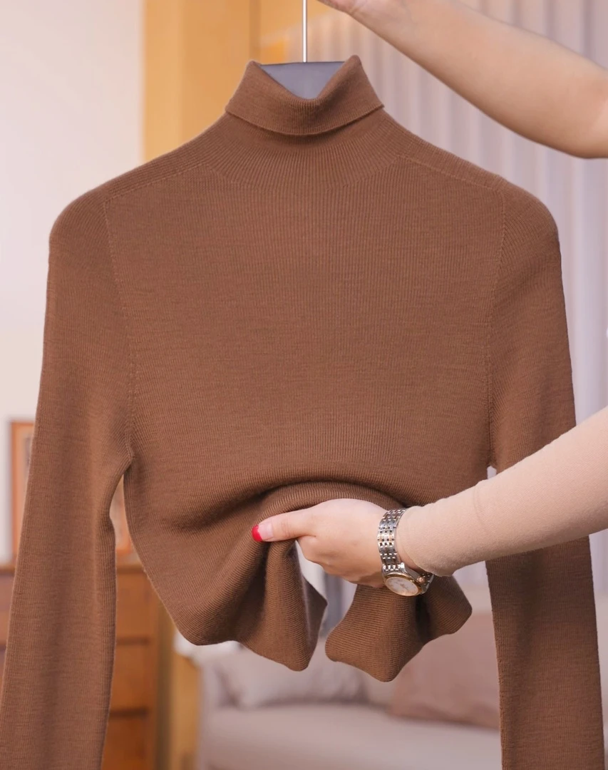 『DANEIFHEIRV』高领100%精纺绵羊毛衫针织可机洗一线成衣无缝女款