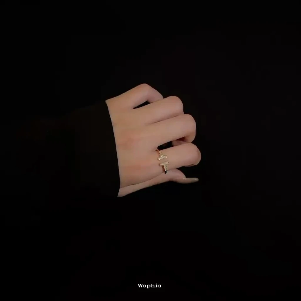 合金戒指 Waphia设计师款经典气质时尚【双T戒指】TF008