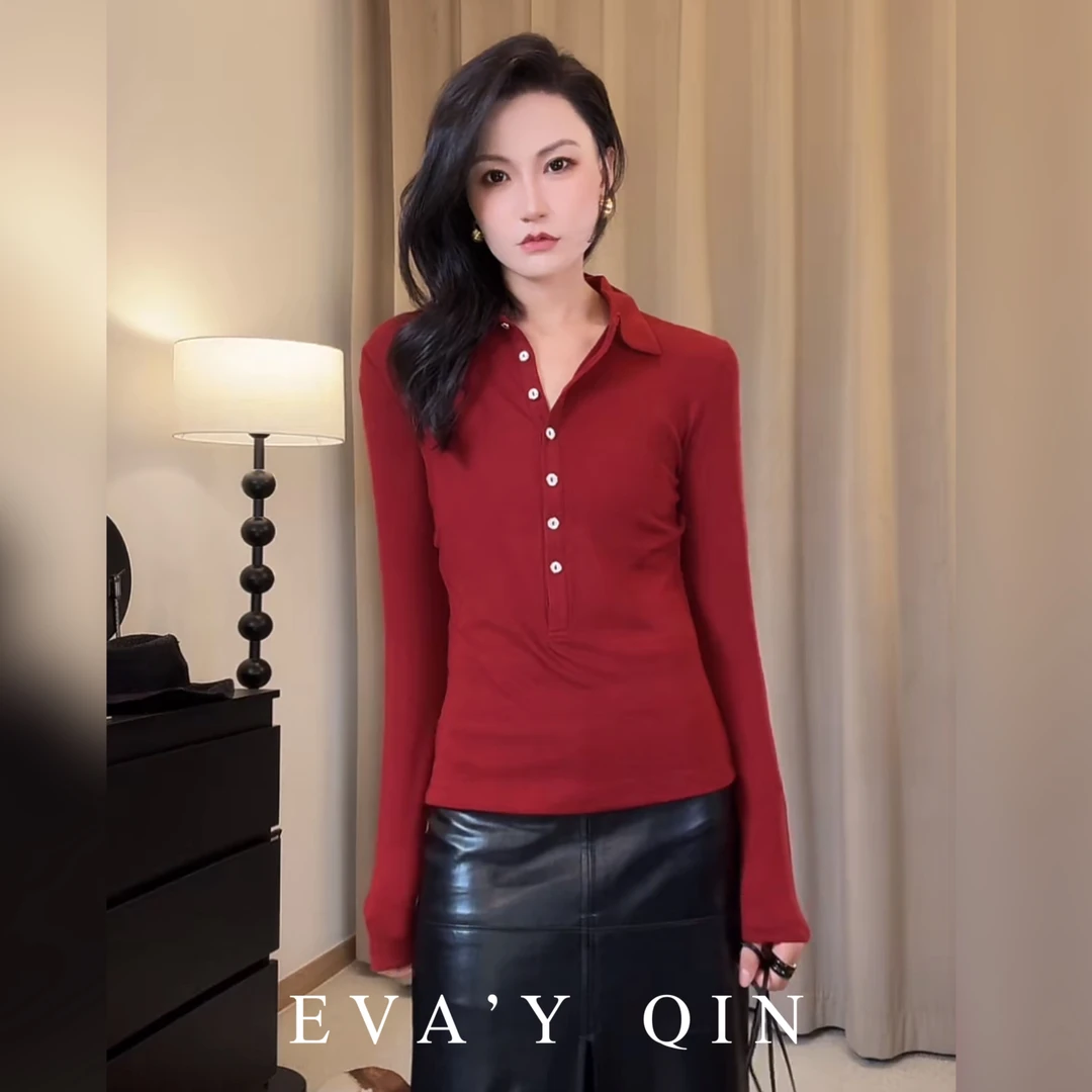 Eva’Y丨“糯米纸”超细羊毛天丝老钱风百搭POLO打底衫洋气