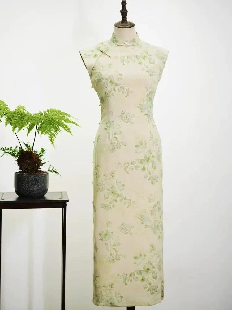 【绿茵】上上签 夏季新款古法全开襟少女旗袍复古气质日常中国风