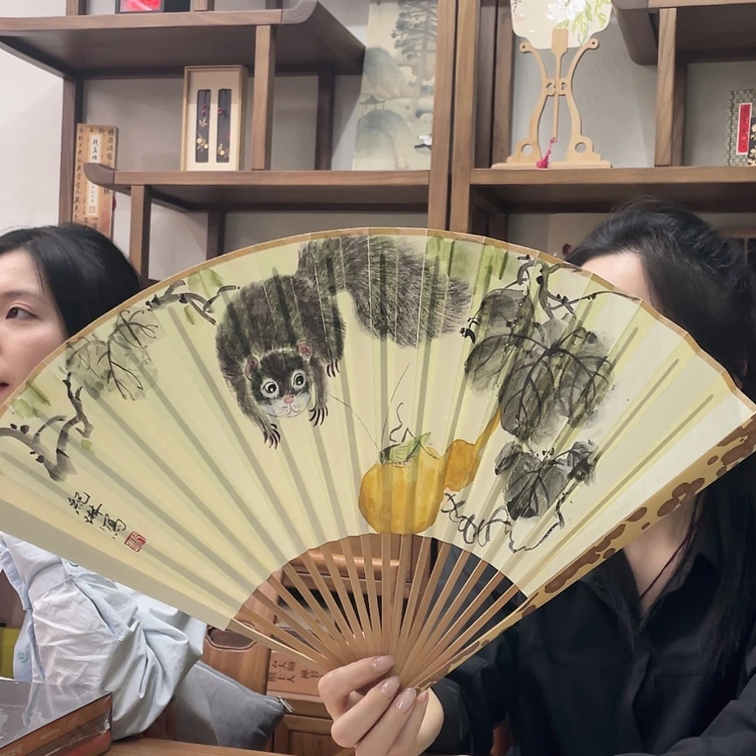 国画我*我（f24181）扇子单面 书画