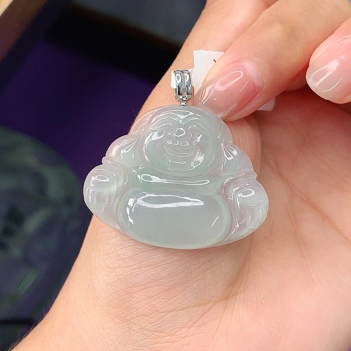 翡翠18K金镶嵌颈饰30.5-37.9-5.5