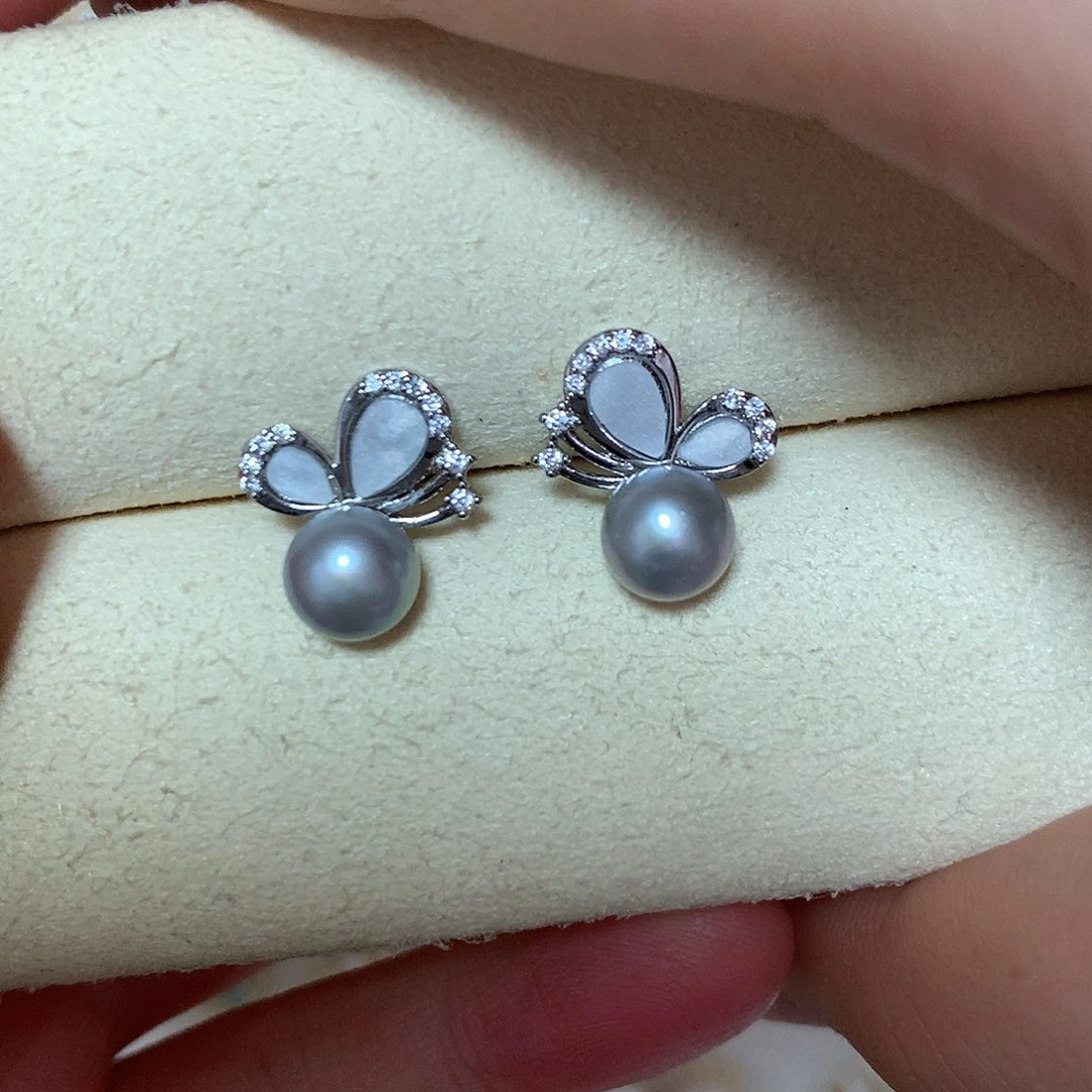 淡水珍珠耳饰合金