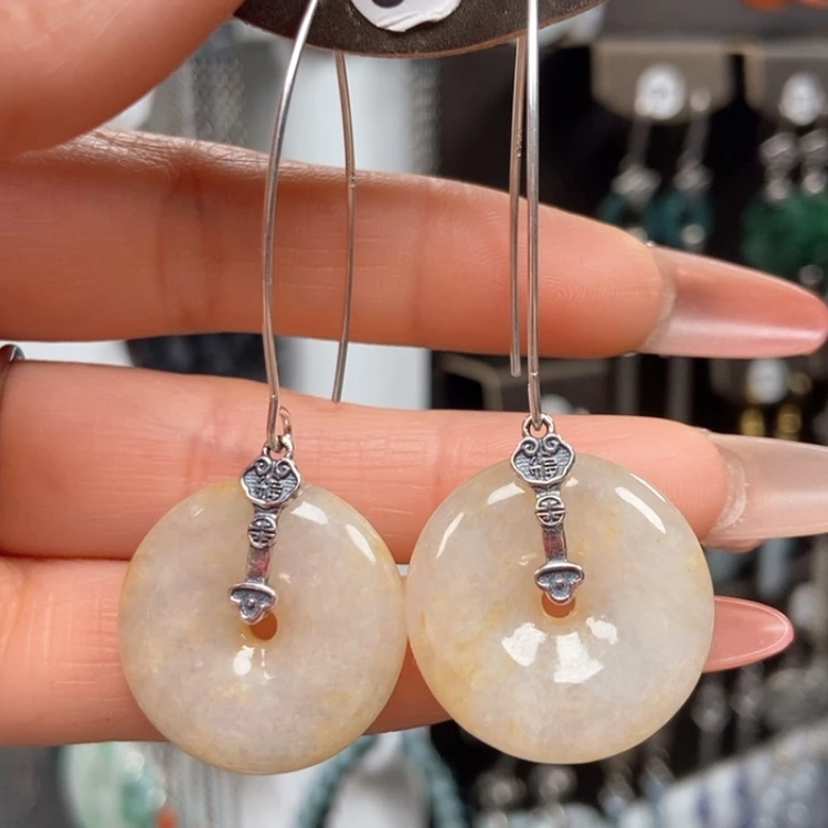 【闪购商品】翡翠耳饰银S925镶嵌优化