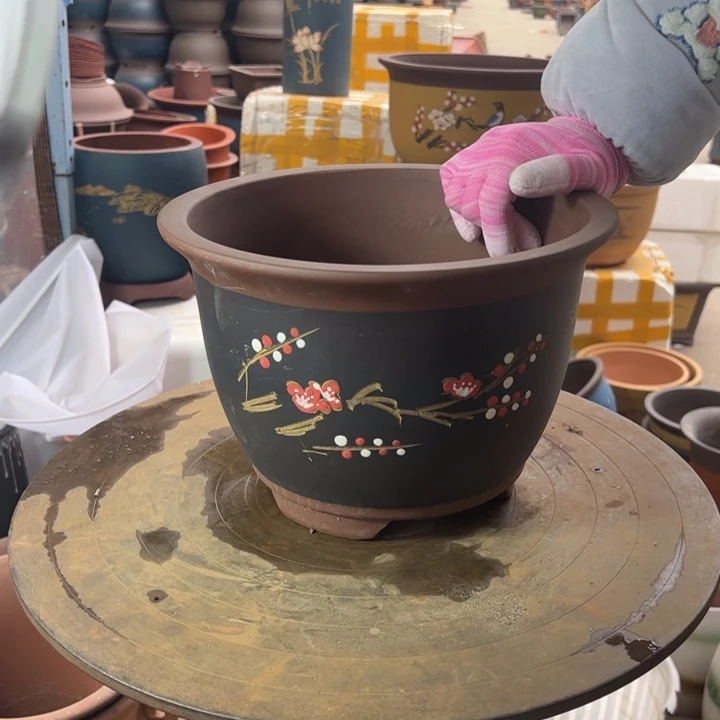 紫砂宜兴紫砂花盆T004中