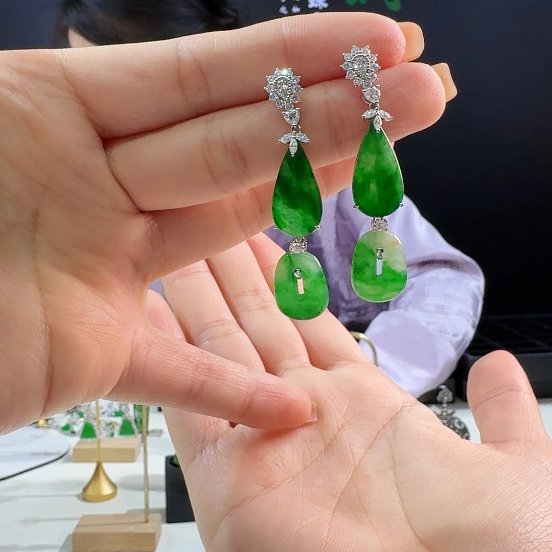 翡翠耳饰18K金镶嵌18k镶嵌