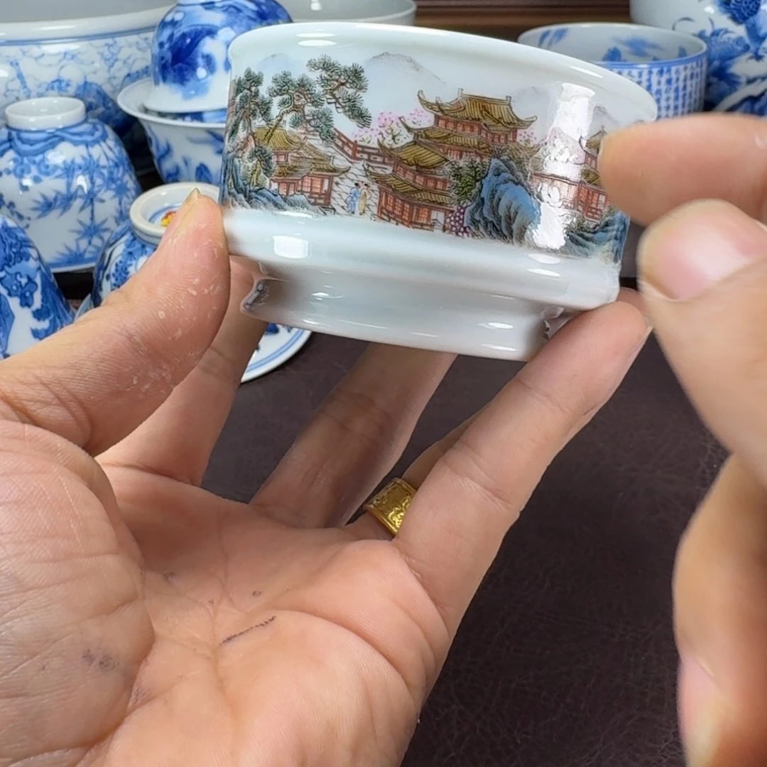 阿***勋瓷片当代景德镇陶瓷手绘茶具