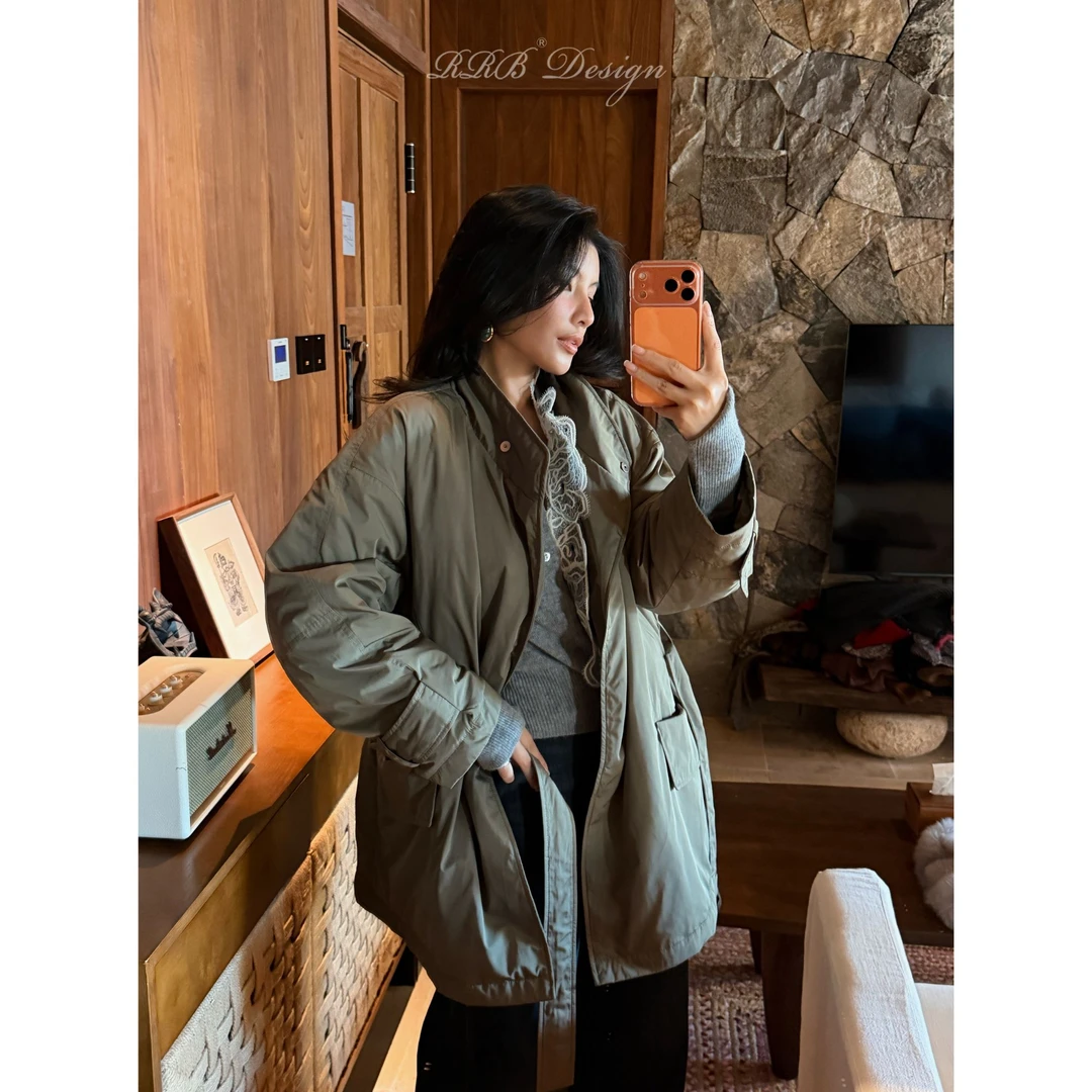 RRB Design 宽松显瘦立领90白鹅绒保暖百搭长袖白鹅绒羽绒服