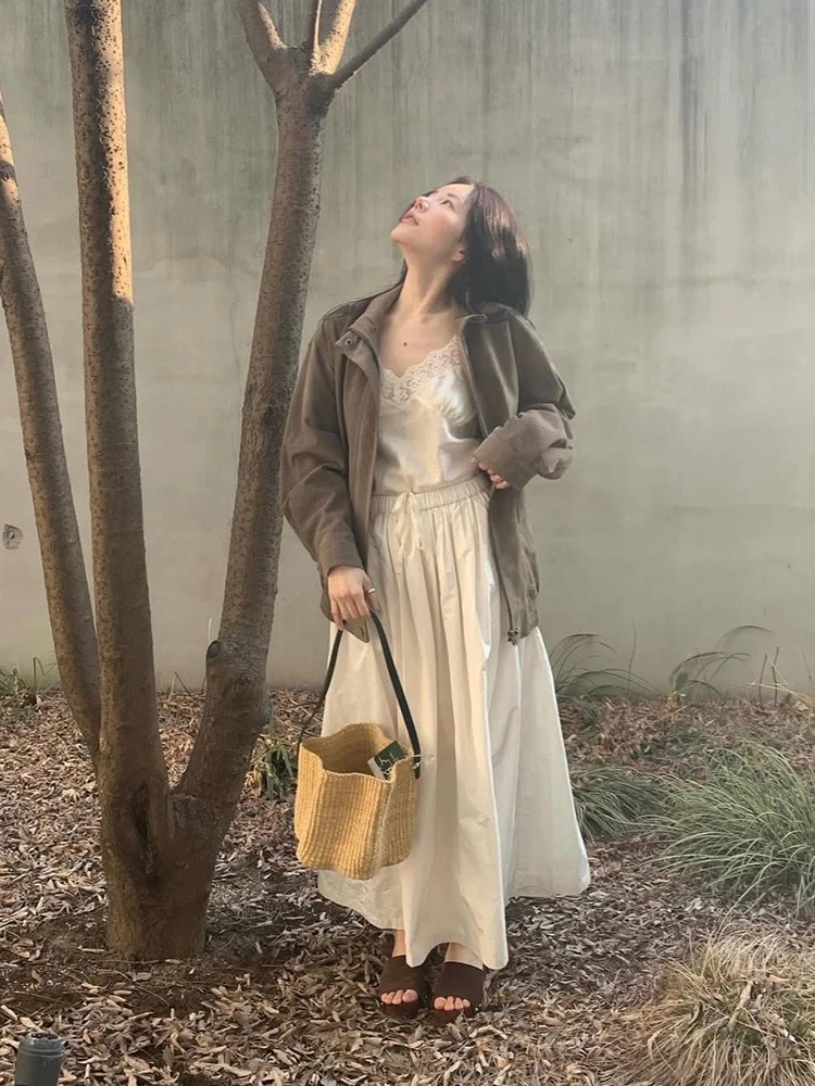 韩货-“南韩时报”韩系东大春款复古美式麂皮绒休闲机车夹克外套女