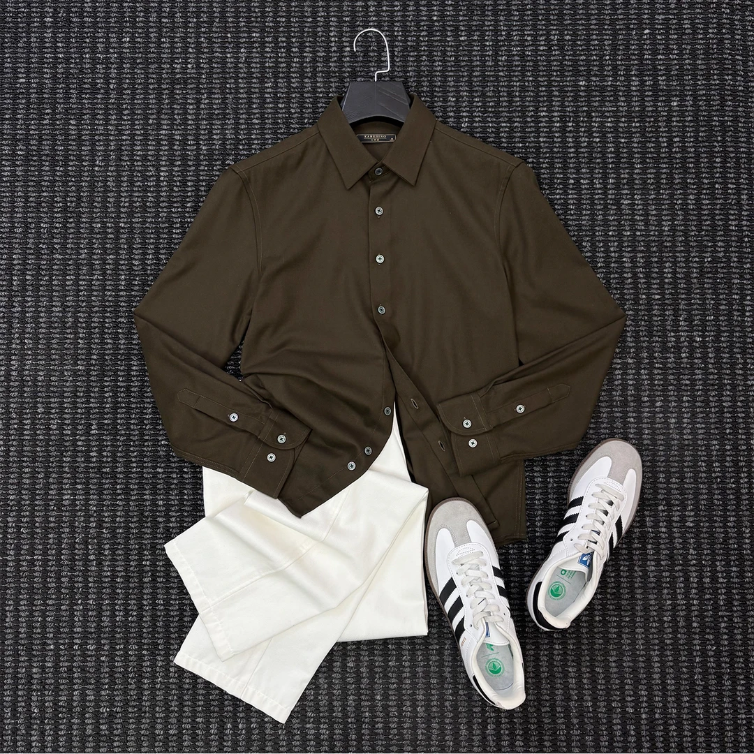 Mrperfect秋冬加厚保暖磨毛衬衣男士高级感商务上班免烫衬衫长袖