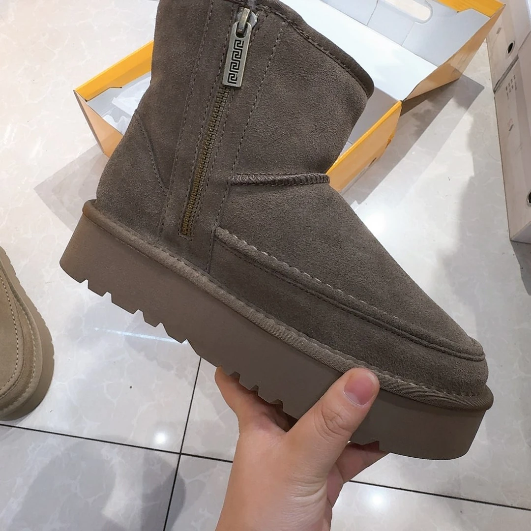 白****羊剖层皮革38码胡桃