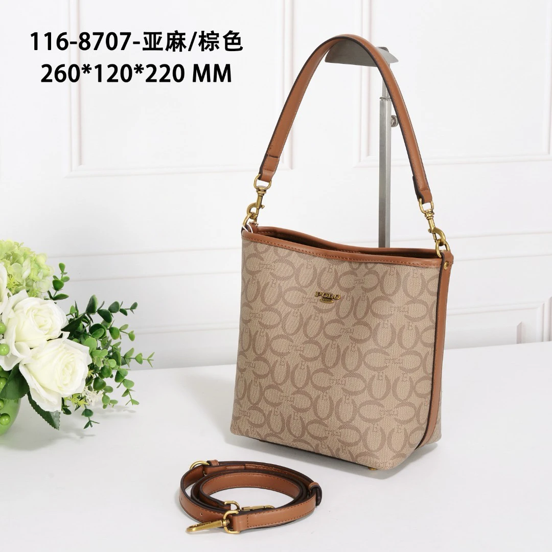 防水欧美复古亚麻小包包轻奢单肩包水桶包简约时尚