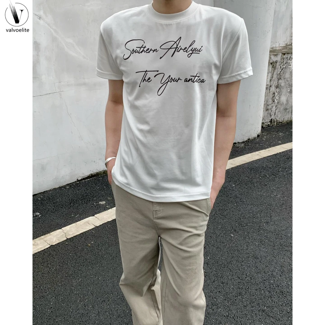 VALVOELITE美式cleanfit夏季字母打底上衣正肩T恤男女收袖口短