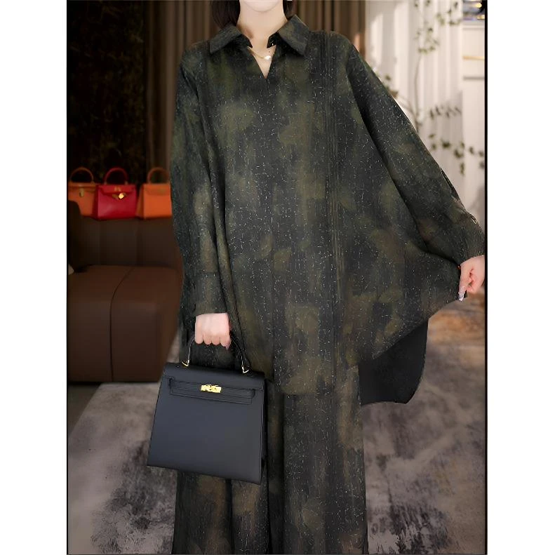 2025年新款春款时尚绿盈高端感爆款洋气显瘦上衣裤子套装9888