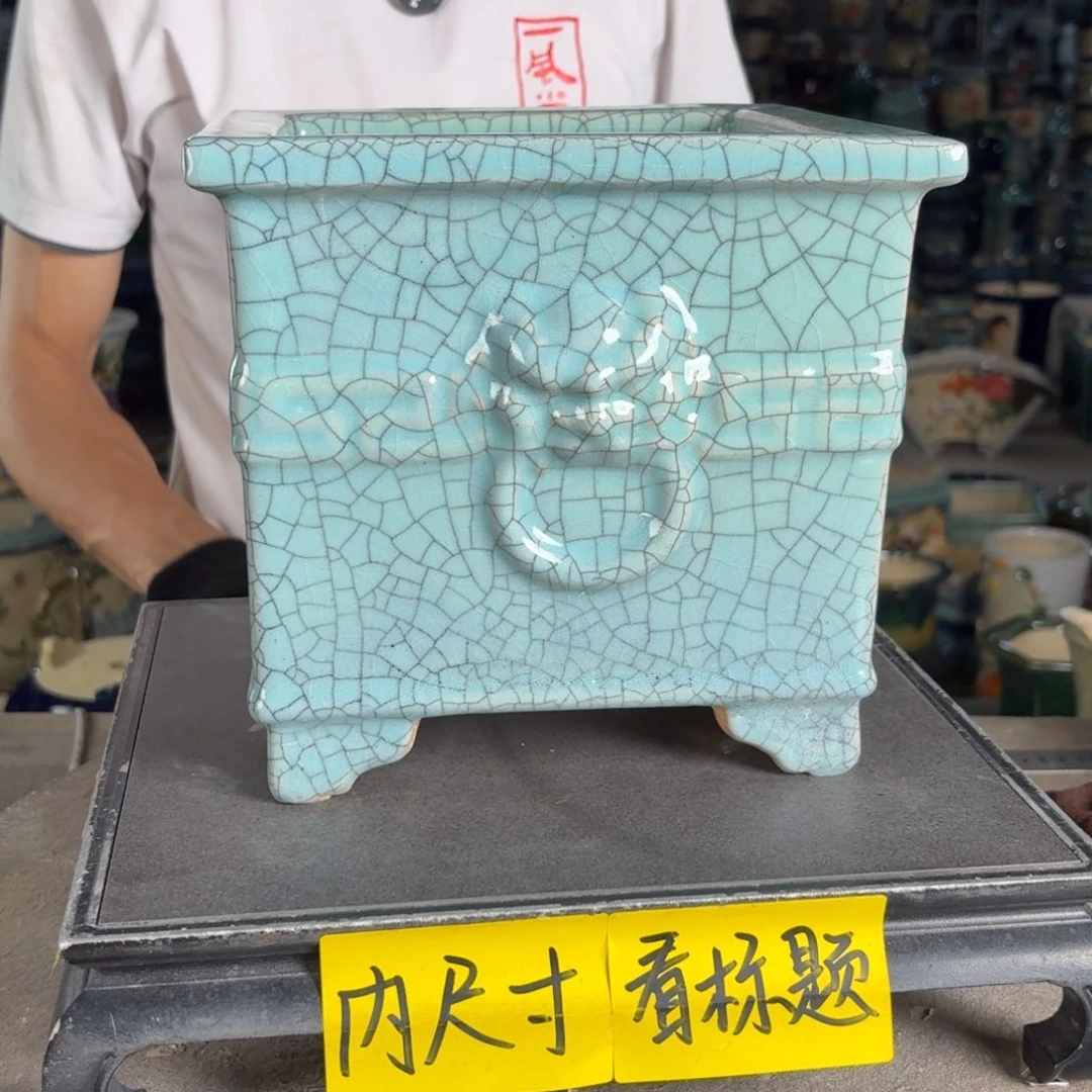 一风堂石湾花盆 内17*17盆口变形瑕疵