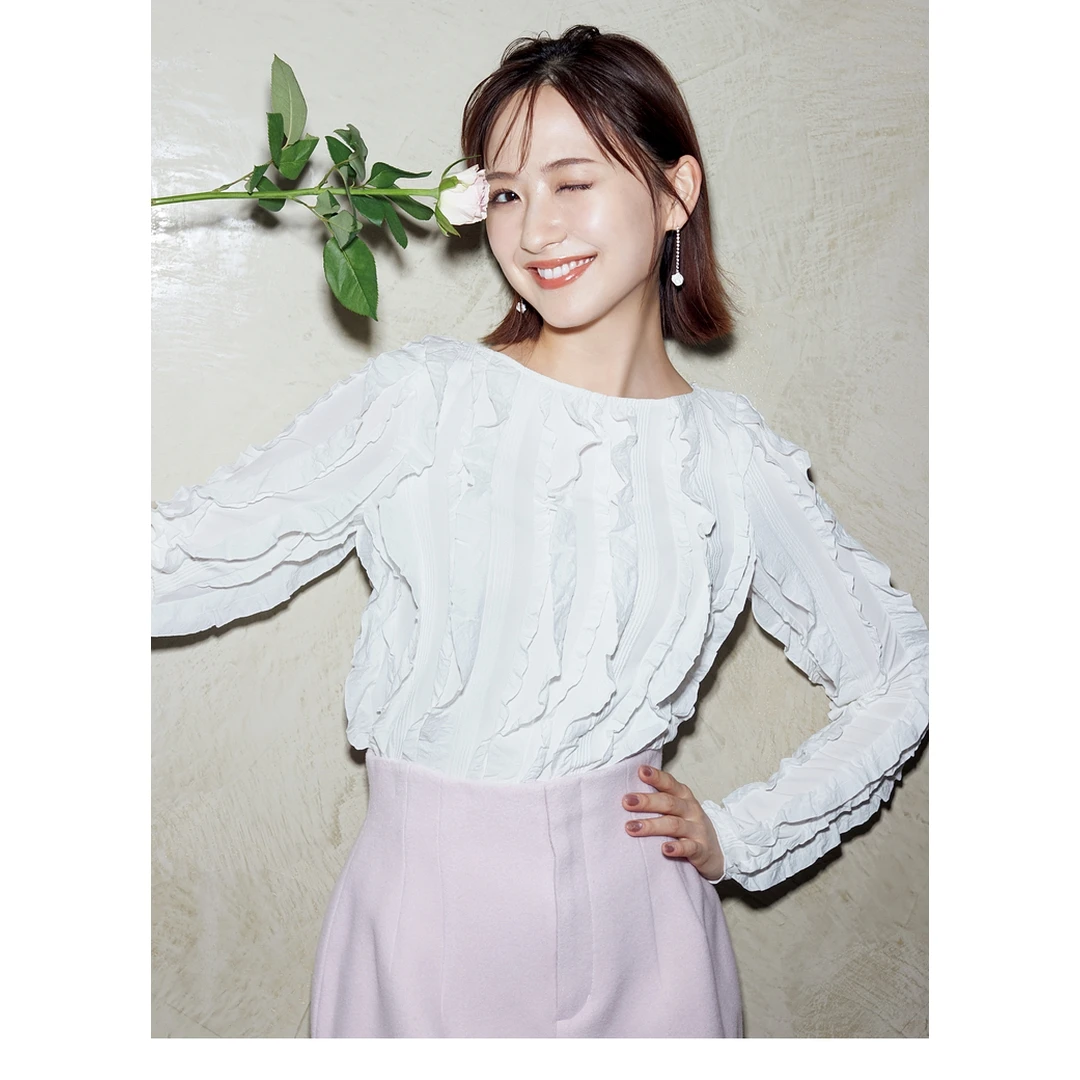 【MonTendre】秋季新款 C 优雅荷叶边设计感提花女装长袖套头衫